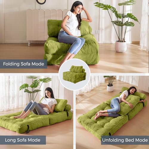 Folding Sofa Bed Convertible Sleeper Chair with Pillow Dark Grey Y1080