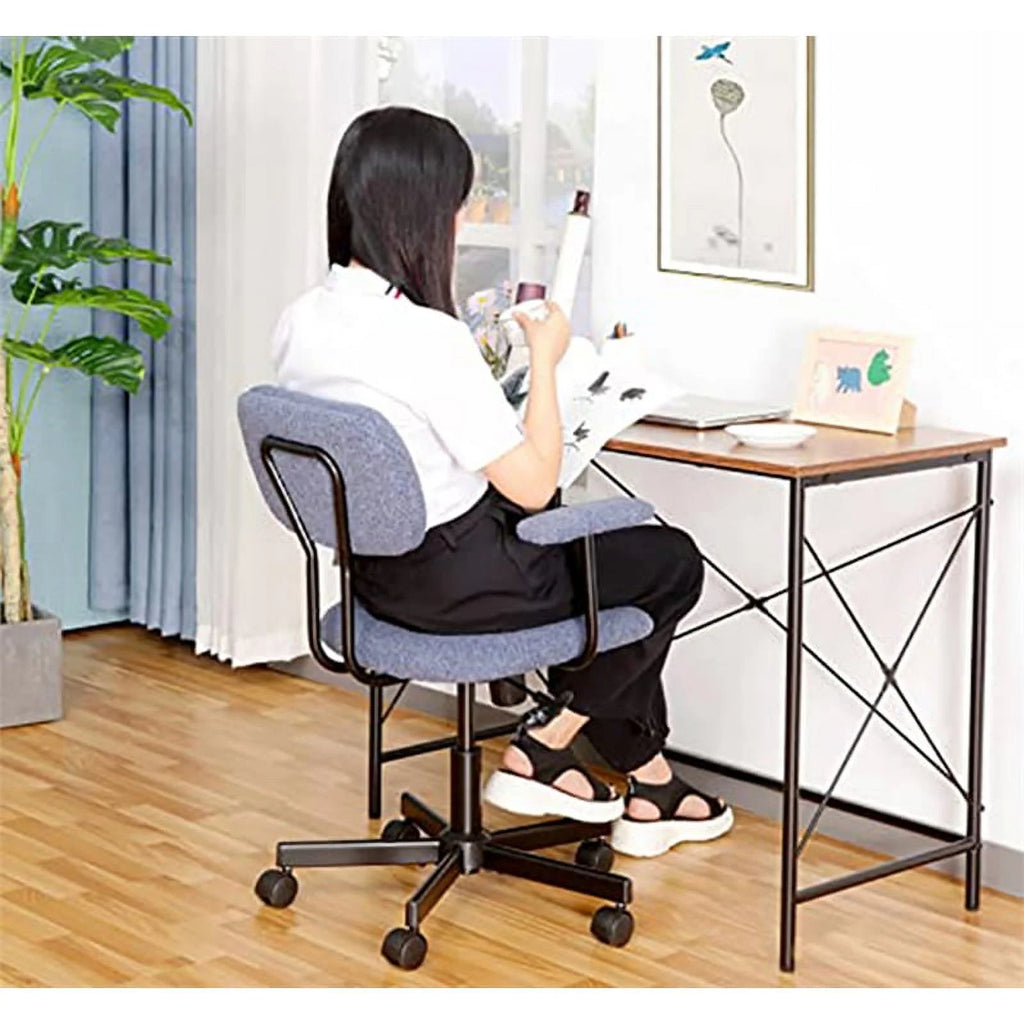 Blue Velvet Office Chair with Armrest G437