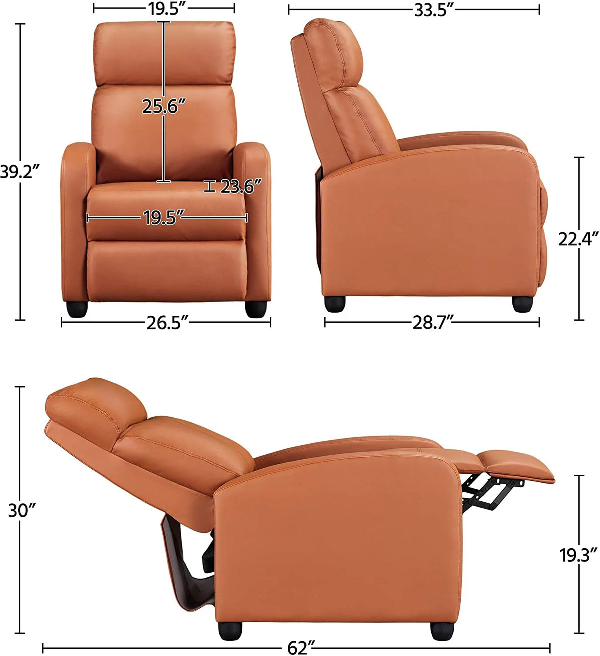 Tan Faux Leather Recliner Chair S4632