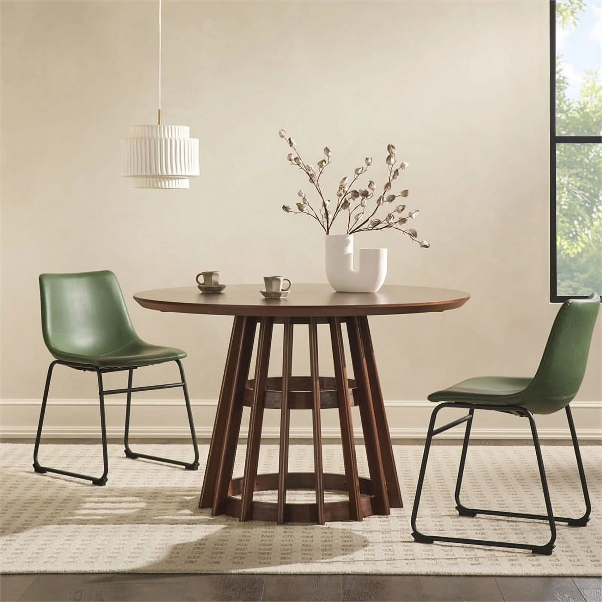 48" Mid-Century Round Wood Pedestal Dining Table P33506