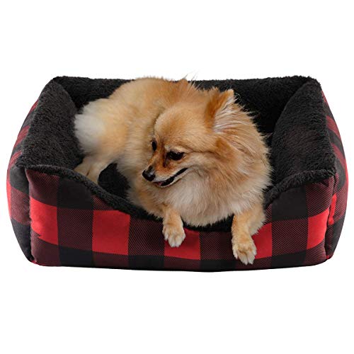 Printed Flannel Rectangle Plush Dog Cat Bed U20762