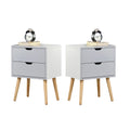 22'' High Double Drawers Nightstand Set of 2 Antique White V5692