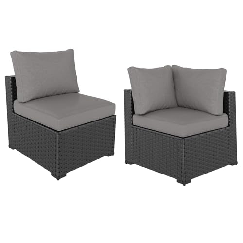 7 Piece Wicker Rattan Patio Sectional Sofa Set with Cushion S209826