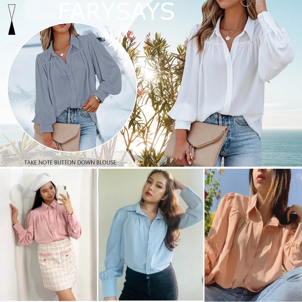 Long Sleeve Button Down Plus Size Blouse J15896