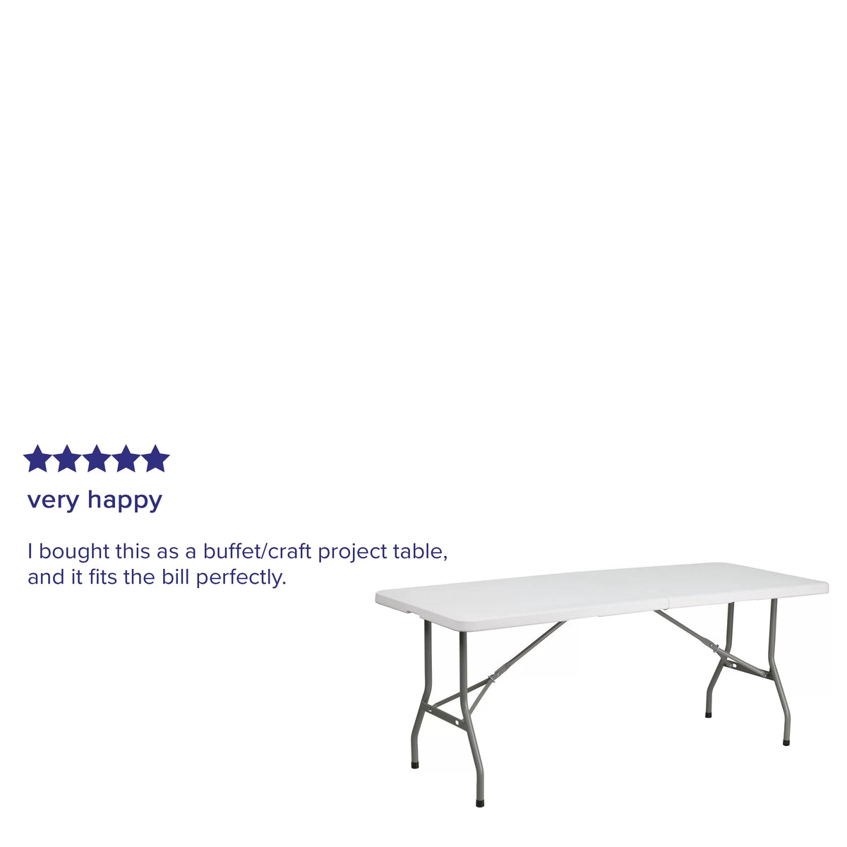 6-Foot Bi-Fold Granite White Plastic Folding Table with Carrying Handle V68978