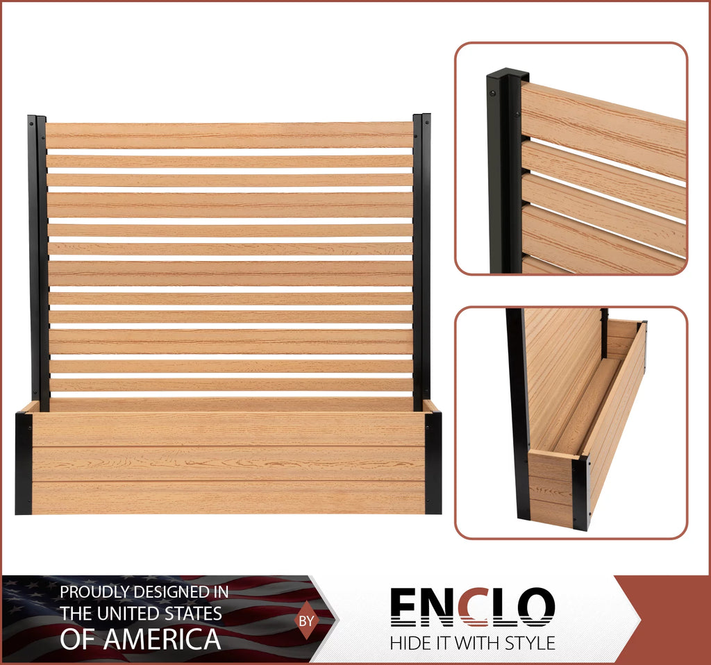 Freestanding Vinyl Outdoor Privacy Screen and Planter Box Kit B991857