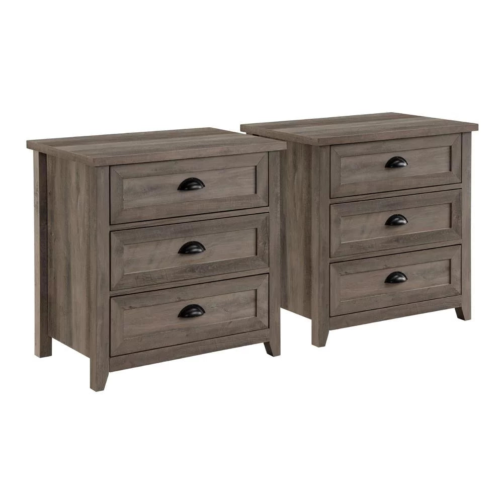 3 Drawer Gray Wash Bedroom Nightstand Set L395098