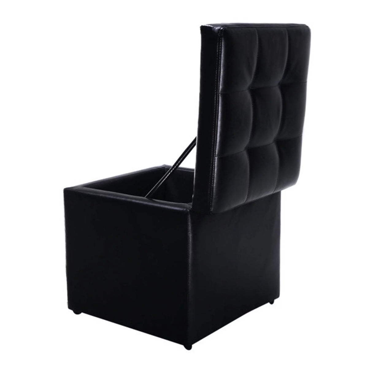 16 Inch Black PU Leather Ottoman Pouffe Storage Box I59274