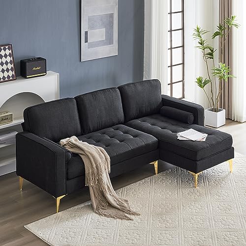 L-Shape Linen Fabric Sectional Sofa with Reversible Chaise M333