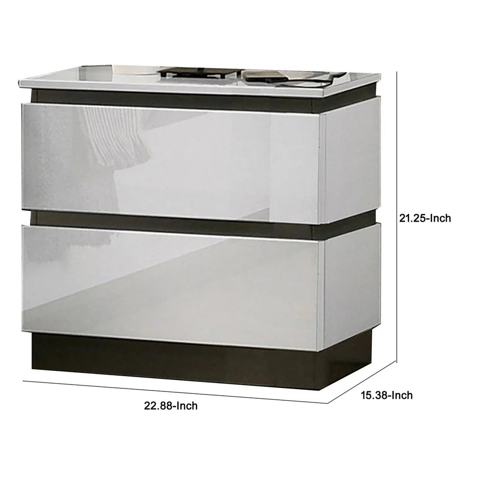 White 2 Drawer Nightstand P983068