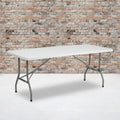 6-Foot Bi-Fold Granite White Plastic Folding Table with Carrying Handle V68978