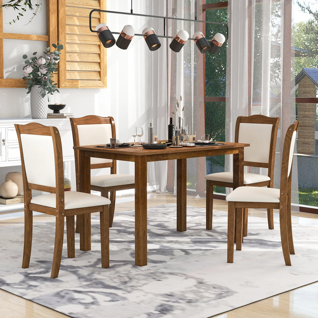 5-Piece Wood Dining Table Set with Upholstered Chairs X34113