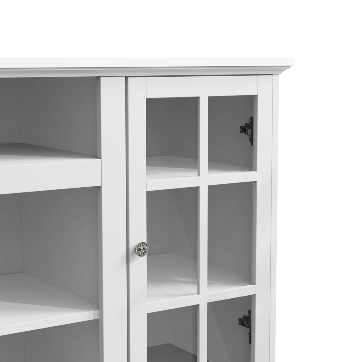White Wood TV Stand with Glass Door W5672