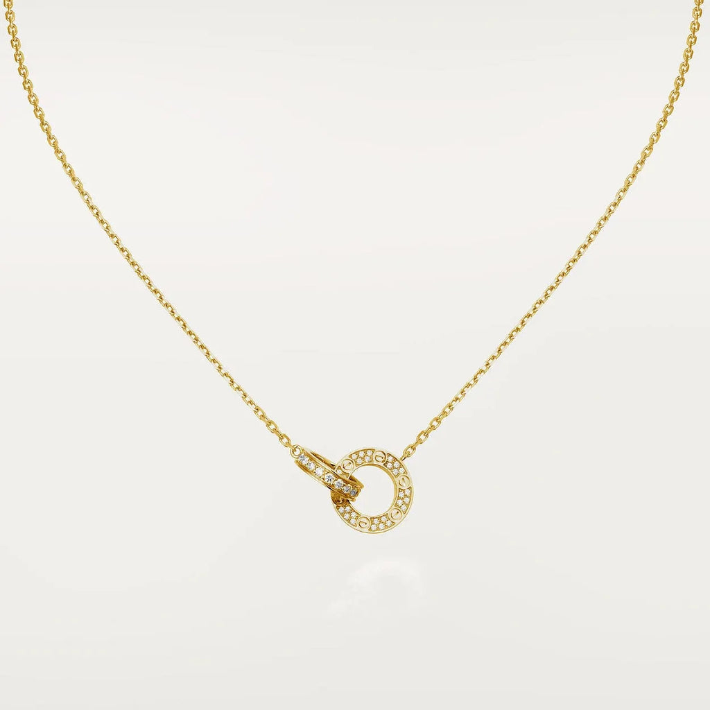 Love Necklace Interlocking Circles Necklace With Diamond Paved I789