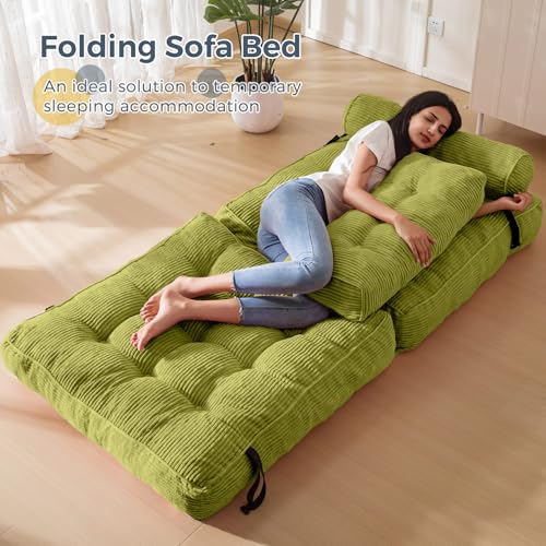Folding Sofa Bed Convertible Sleeper Chair with Pillow Dark Grey Y1080