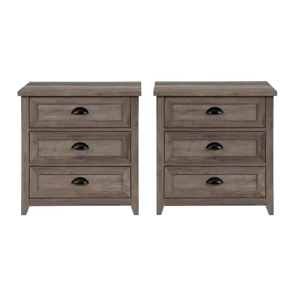 3 Drawer Gray Wash Bedroom Nightstand Set L395098