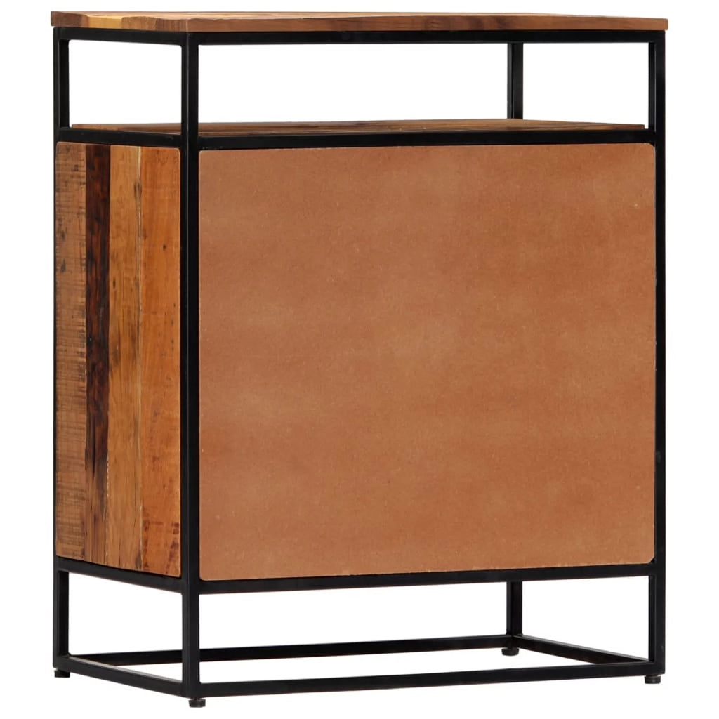 Side Cabinet with 2 Door and Storage Shelf Reclaimed Wood Steel Frame H560983