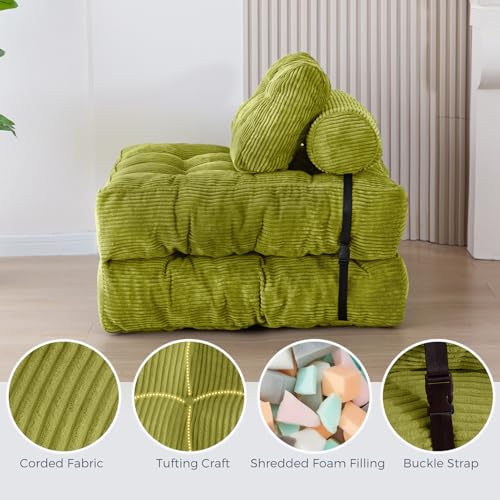 Folding Sofa Bed Convertible Sleeper Chair with Pillow Dark Grey Y1080