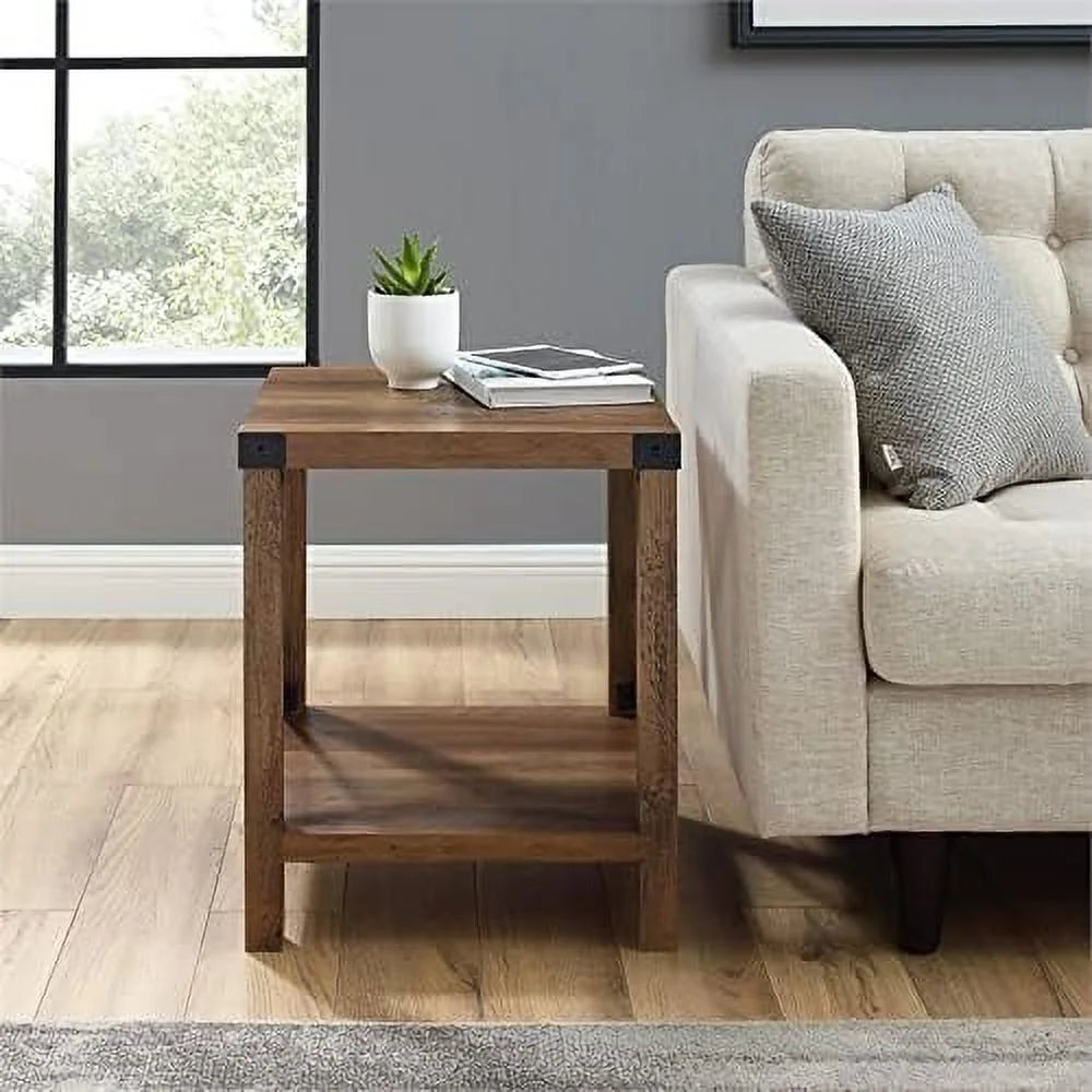 18 Inch Rustic Oak Side Table S989973