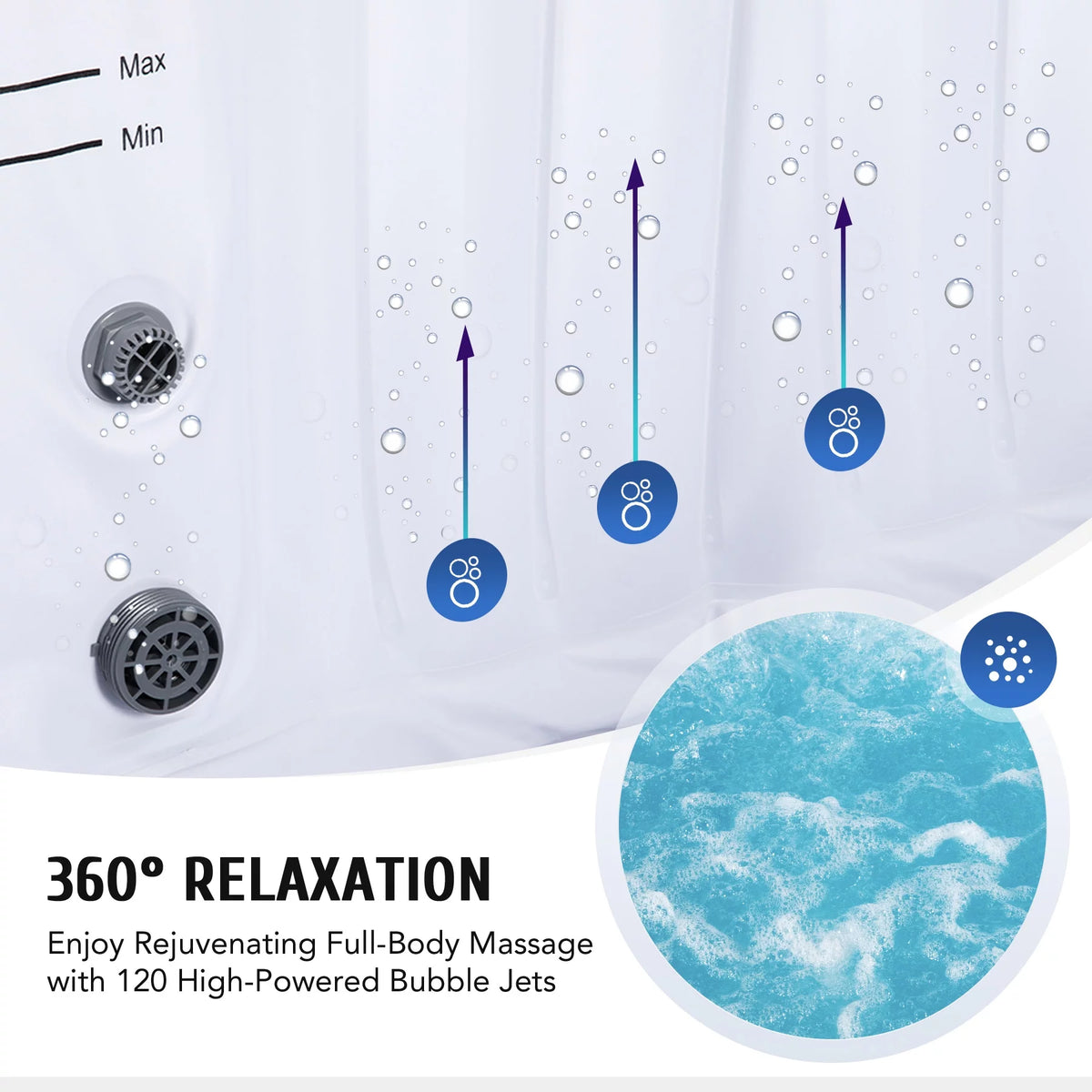 2-4 Person Inflatable Hot Tub with Air Jets Heater Black E211264