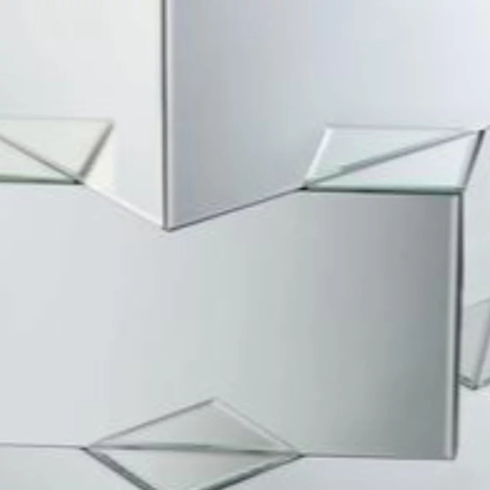 Mirror and Glass End Table with Geometrical Base J50181
