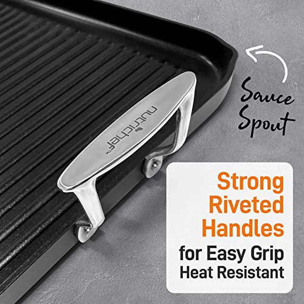20" x 13" Nonstick Hard-Anodized Grill Pan H709