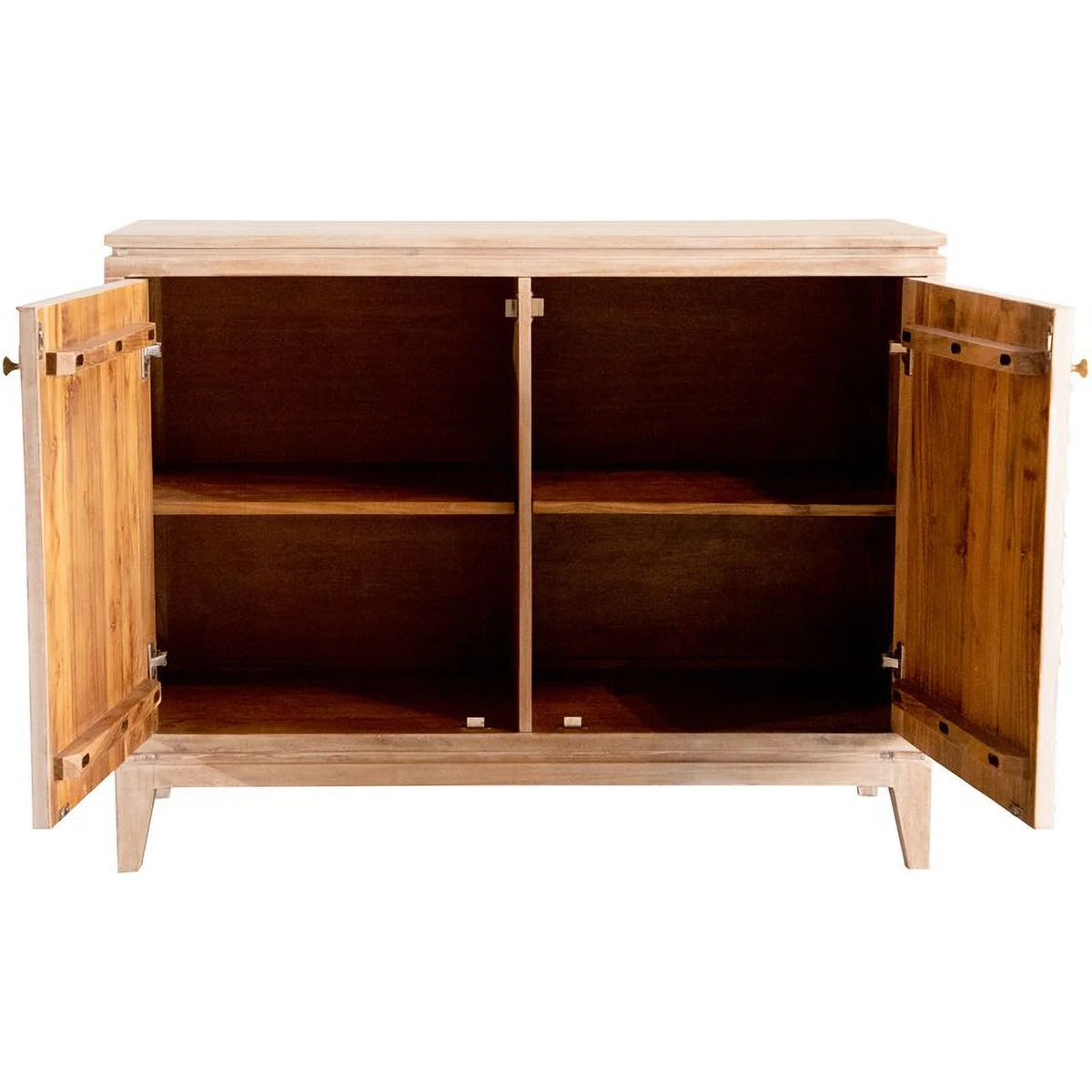 White Distressed 2-door Geometric Accent Cabinet N18952