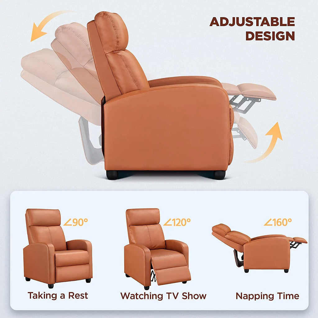Tan Faux Leather Recliner Chair S4632