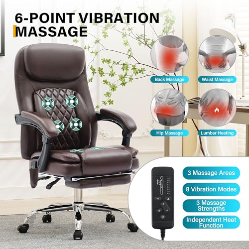 Black Heated Ergonomic Office Chair with Footrest M28259
