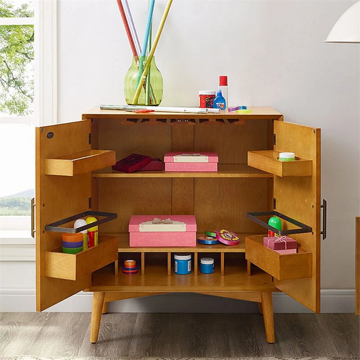 2 Door Wood Bar Cabinet Set S80623