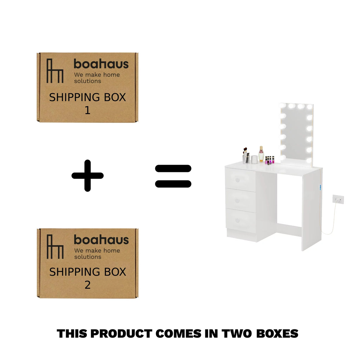 White Modern Vanity Table with Lights L149330