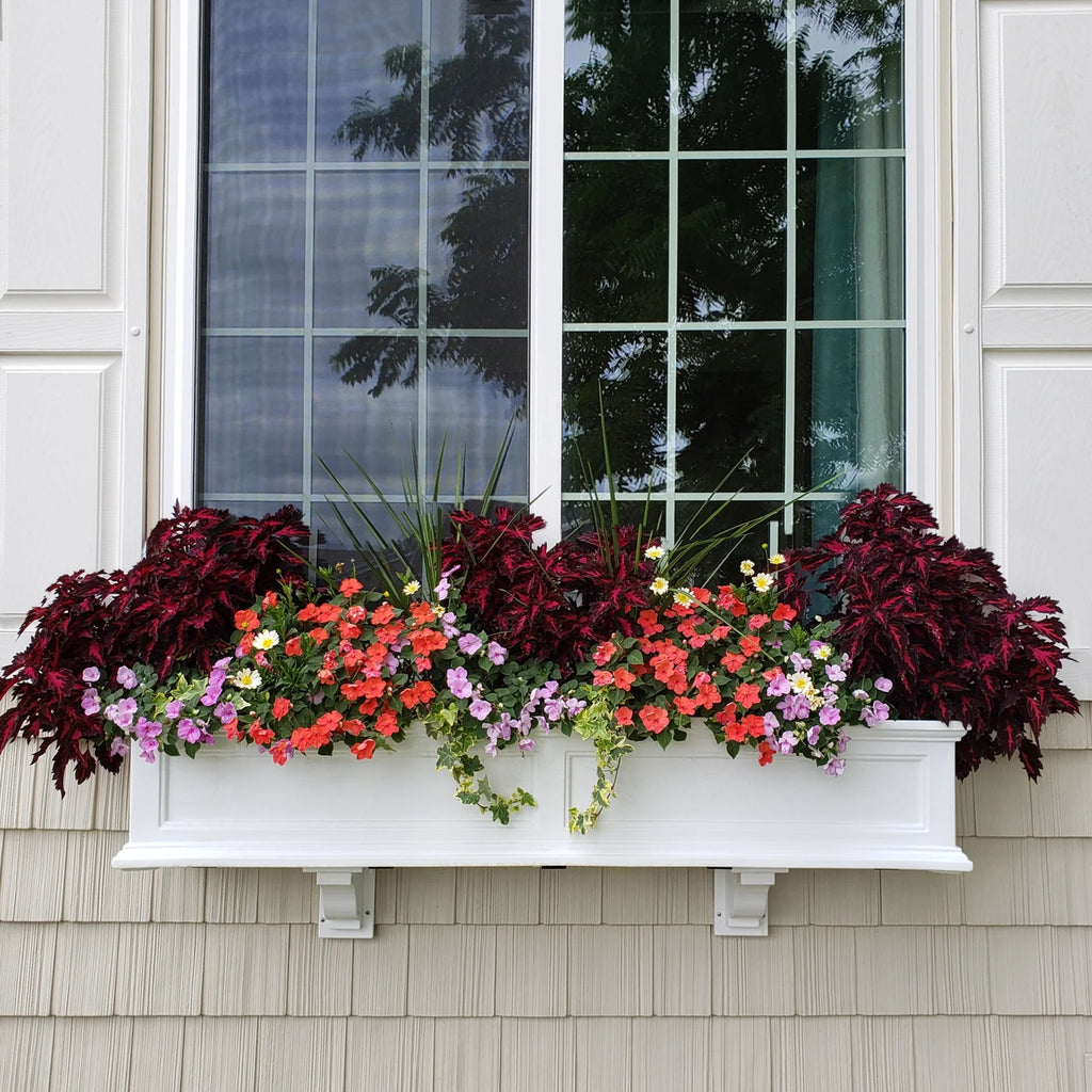 White Self-Watering Window Box Planter P1812