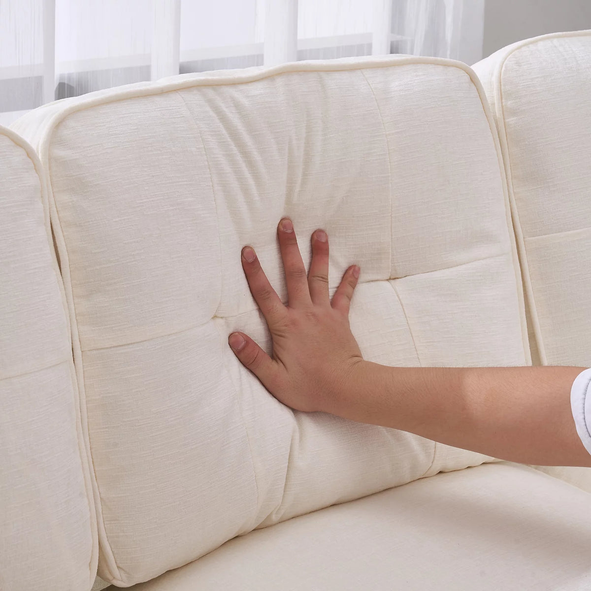 Beige 83 inch L-Shape Sectional Sofa V724
