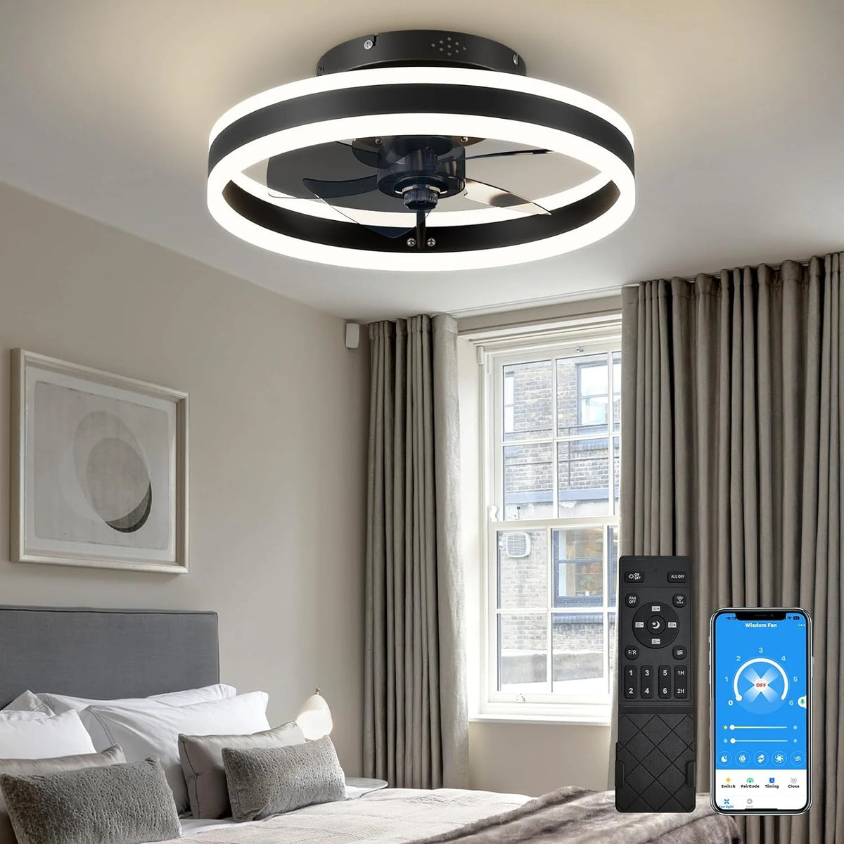 15.7" LED Small Ceiling Fan with Light Q46318