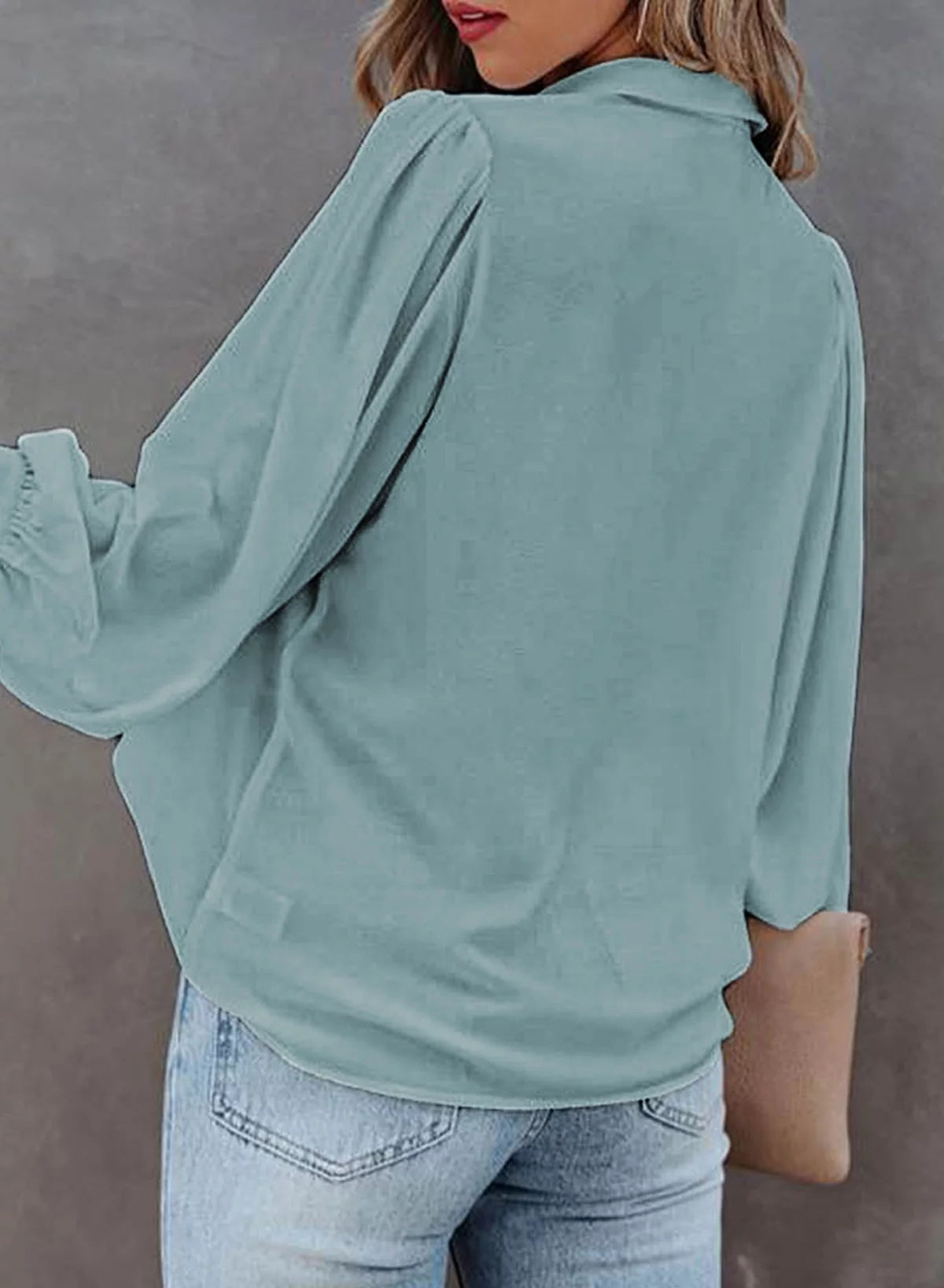 Long Sleeve Button Down Plus Size Blouse J15896