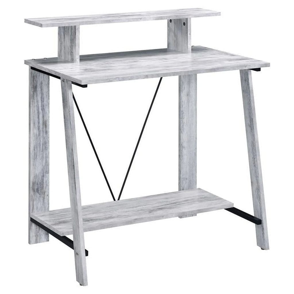 Antique White and Black Wood Writing Desk N686