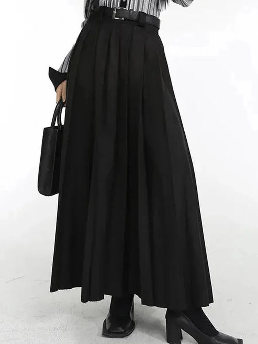 Dark Pleated Midi Skirt S6813