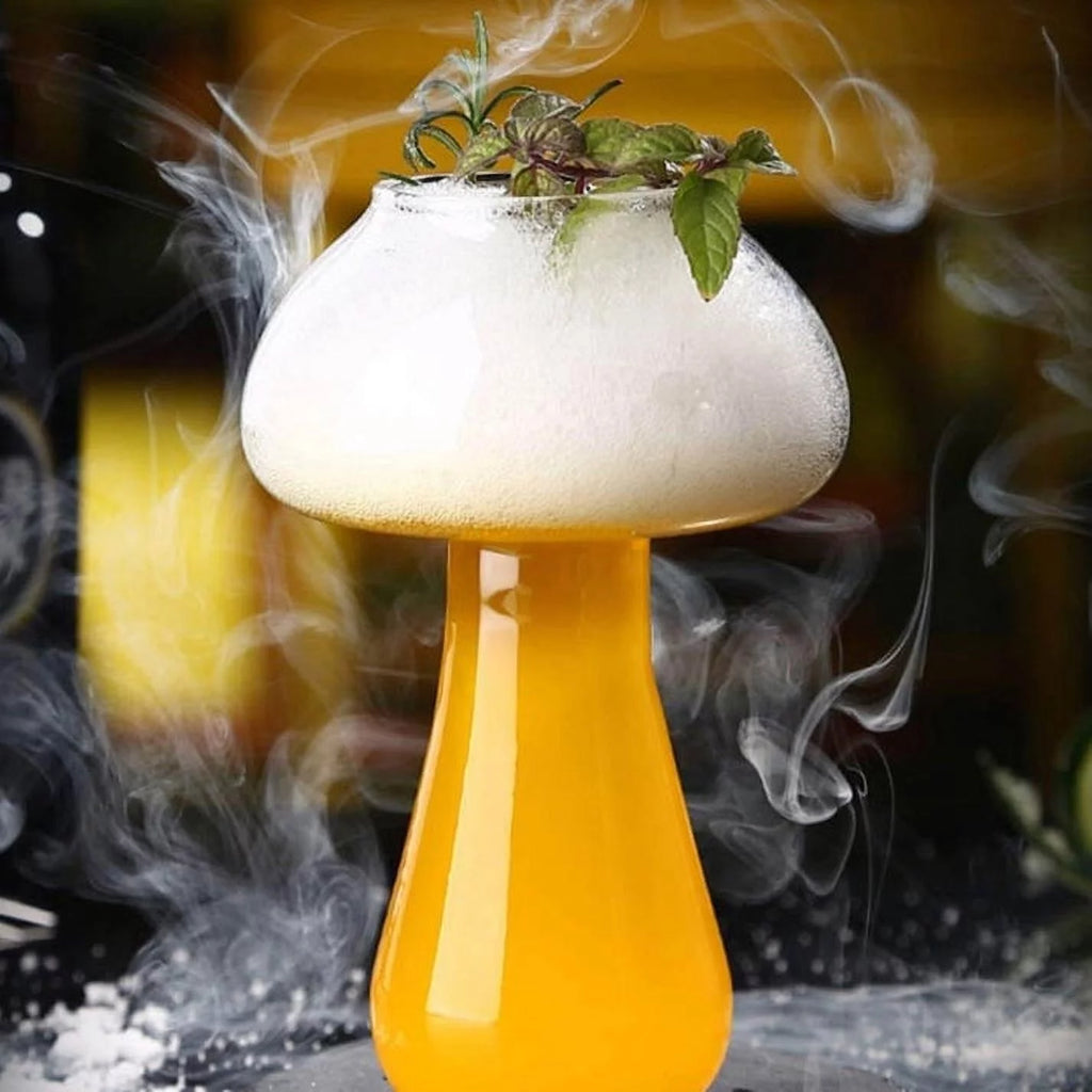 Mushroom Cocktail Mocktail Transparent Glass with Straw 300 ml Set of 2 L988