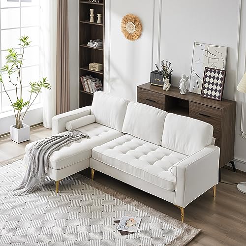 L-Shape Linen Fabric Sectional Sofa with Reversible Chaise M333
