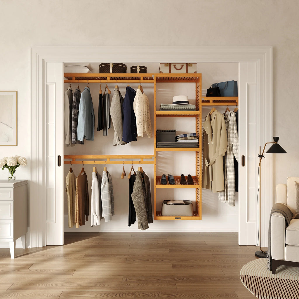 Wood Reach-In Closet System Honey Maple Finish Q24092