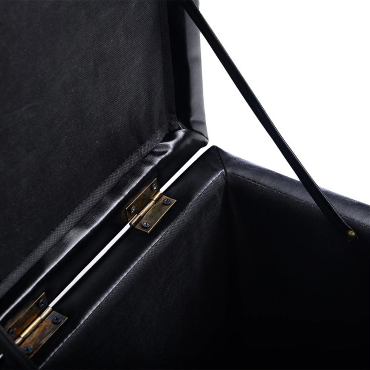 16 Inch Black PU Leather Ottoman Pouffe Storage Box I59274