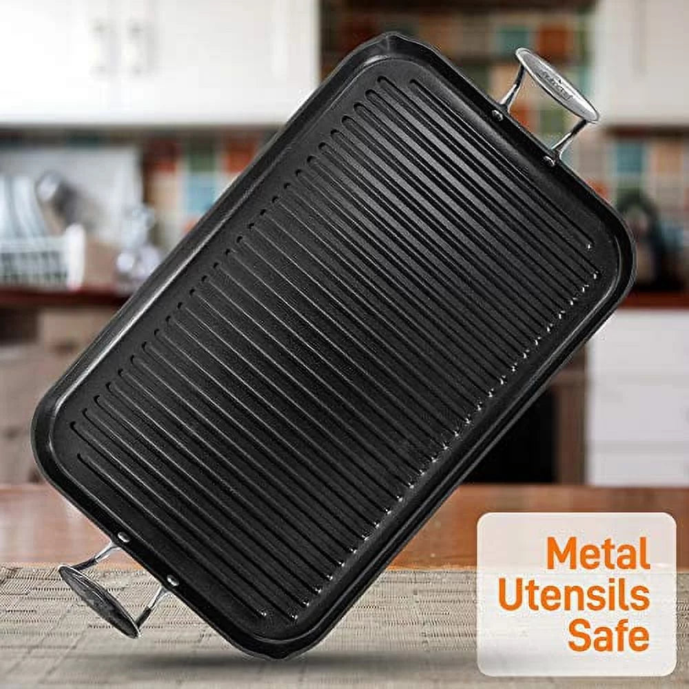 20" x 13" Nonstick Hard-Anodized Grill Pan H709