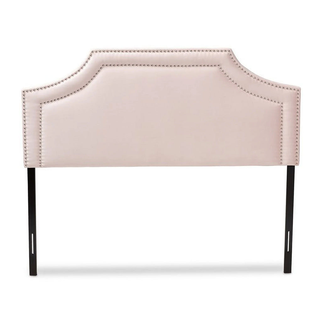 Light Pink Velvet Wood Full Headboard with Adjustable Legs R228