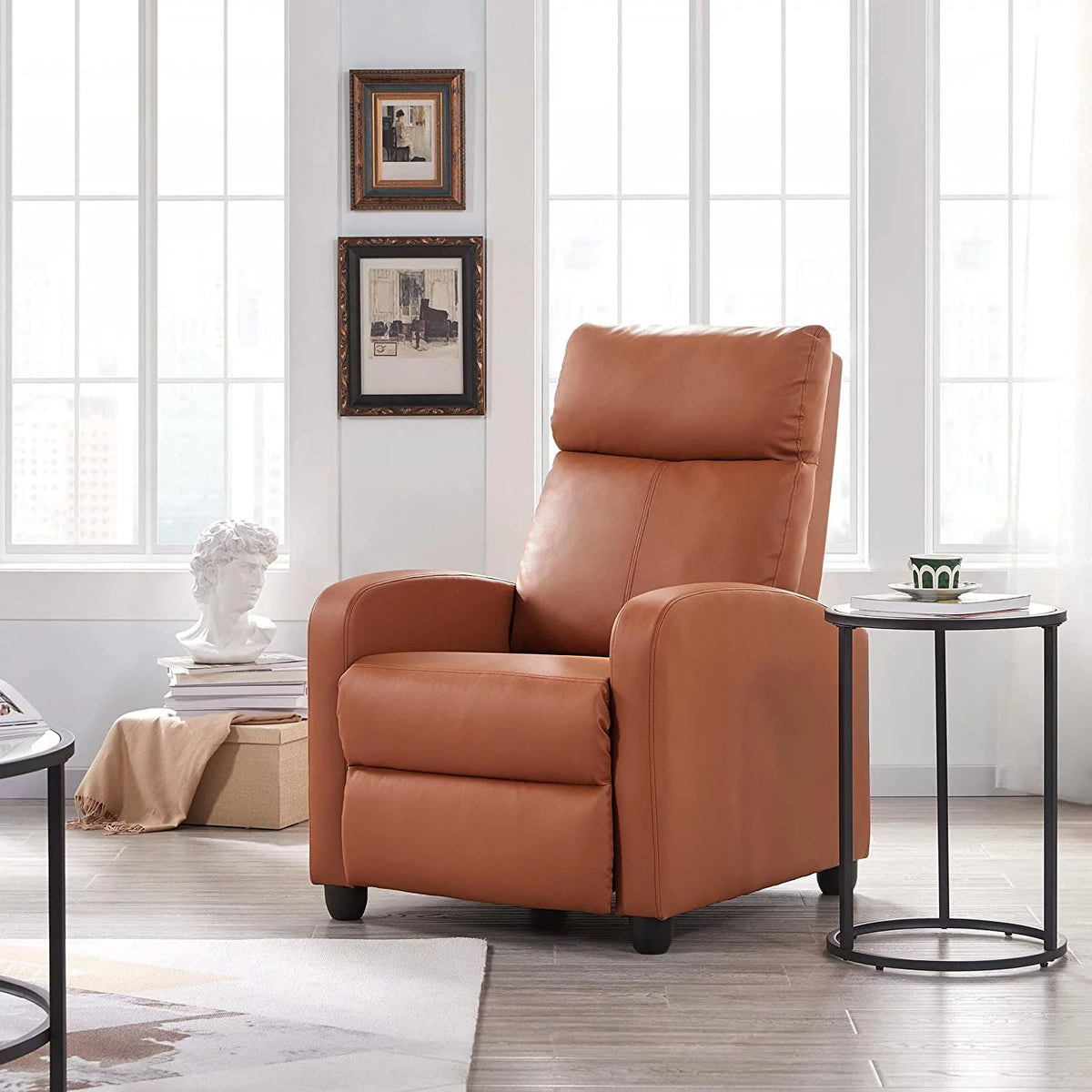 Tan Faux Leather Recliner Chair S4632