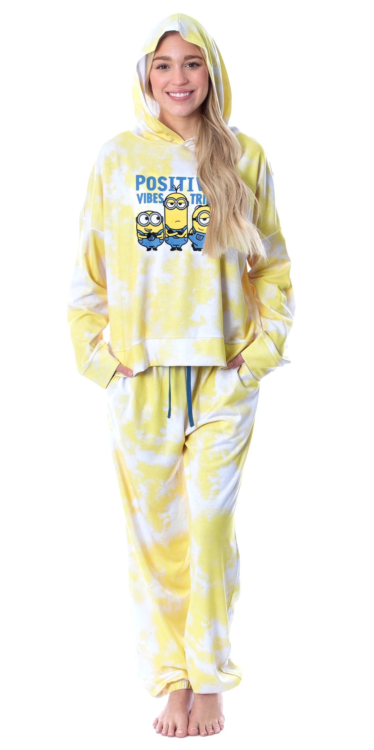Tie Dye Hooded Cropped Pajama Jogger Set V32649