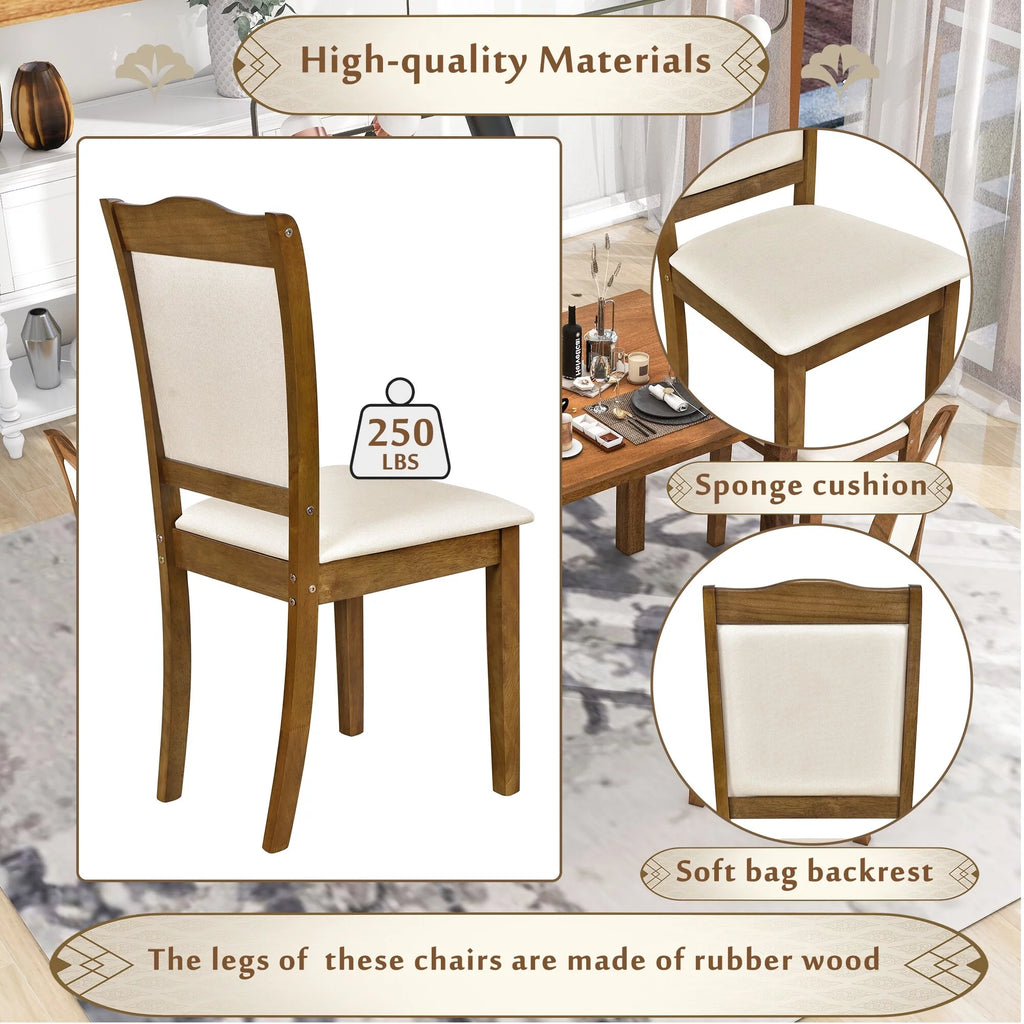 5-Piece Wood Dining Table Set with Upholstered Chairs X34113