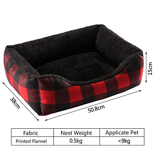 Printed Flannel Rectangle Plush Dog Cat Bed U20762