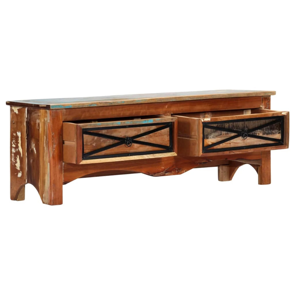 Reclaimed Wood TV Cabinet with 2 Storage Drawers E6594
