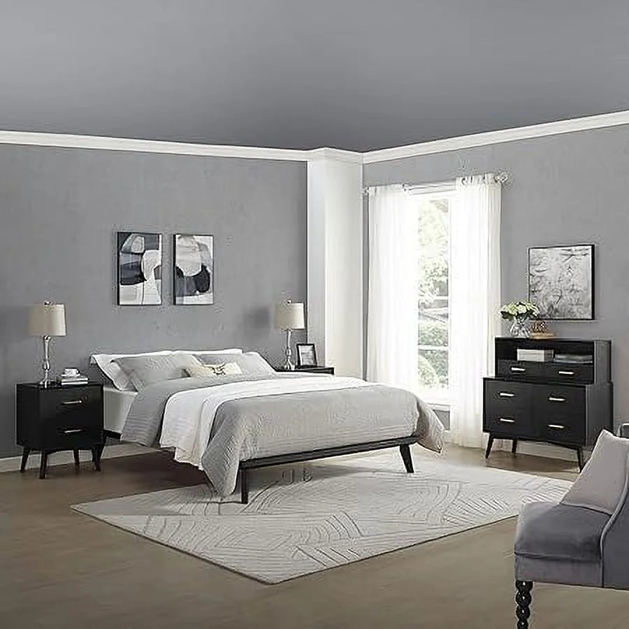 Black 8.5 Inch Wood Platform Bed with Storage O399