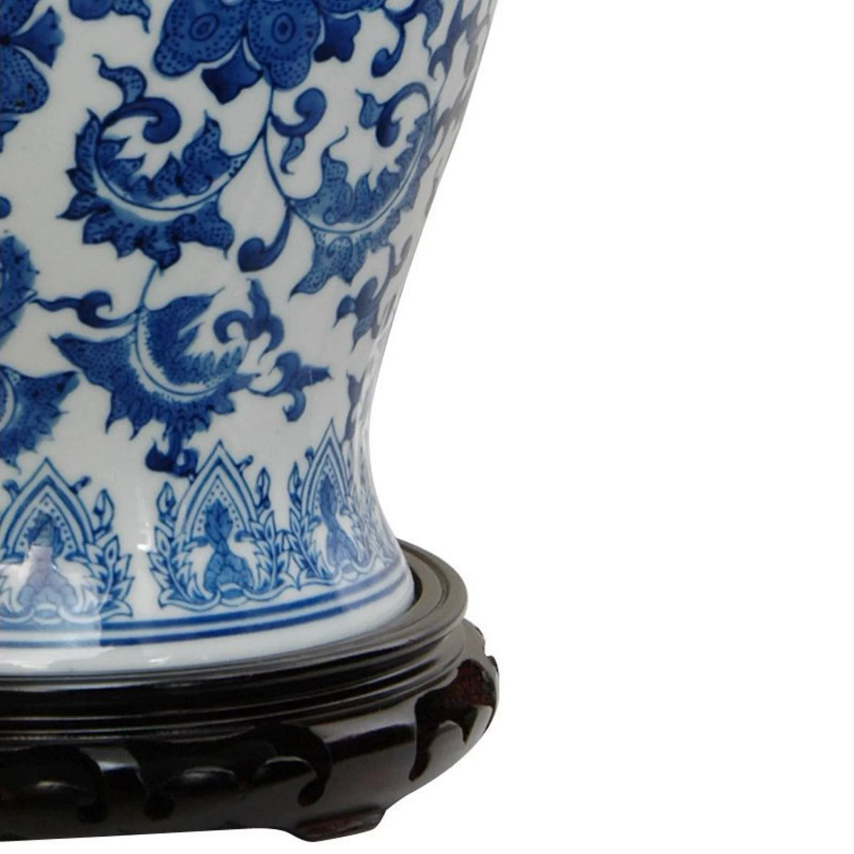 18" Floral Blue & White Porcelain Temple Jar L440768